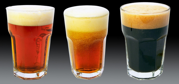 Three different types of beer in a row