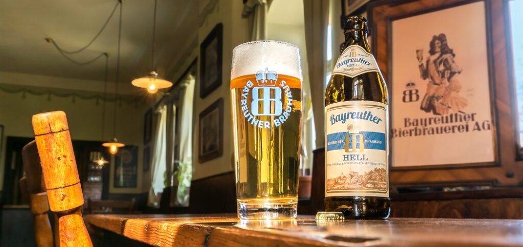 Bayreuther beer in bar